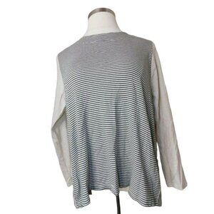 J. Jill Size XL Striped Perfect Pima Knit Long Sleeve Shirt Top